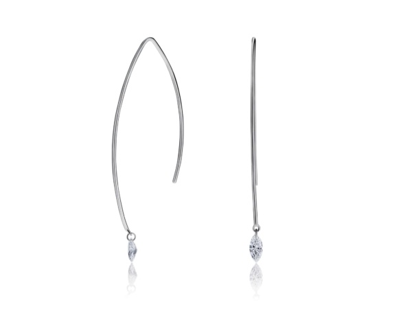 White Gold Marquise Lustre Drop Earrings