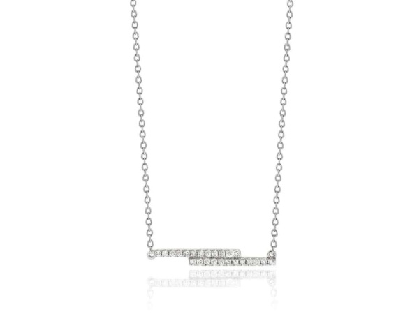 9ct White Gold Linear Diamond Necklace