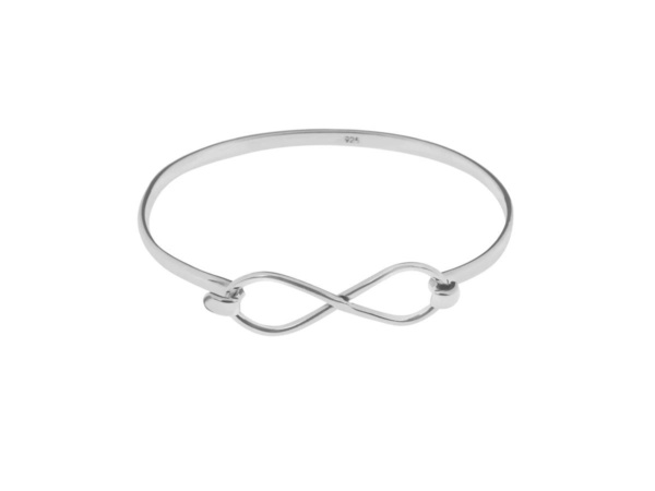 Solid Silver Bangle with Infinity Shape