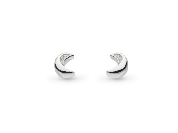 Miniature Sparkle CZ Mini Moon Stud Earrings