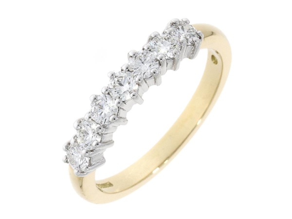 Yellow & White gold 7 Stone Brilliant Cut Diamond Ring