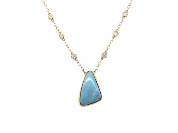 Boulder Opal & Diamond Pendant