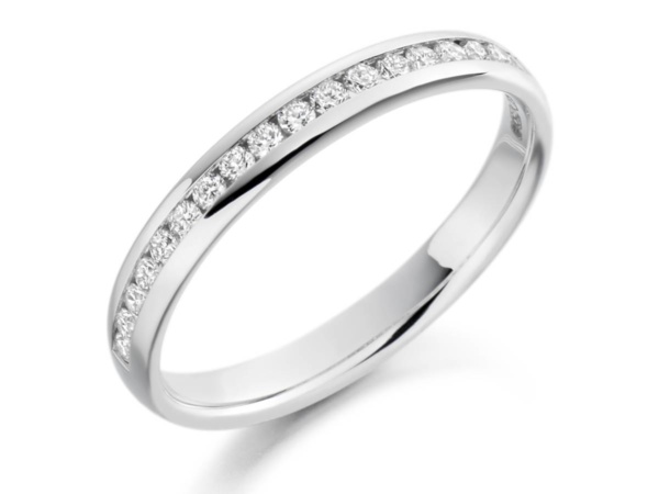 Platinum Brilliant Cut Channel Set Diamond Ring