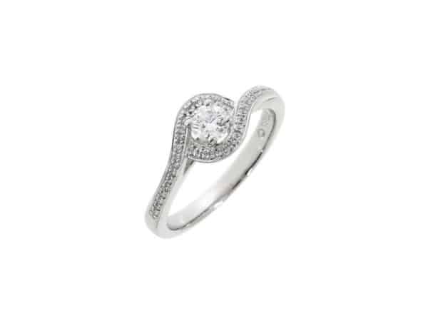 Brilliant Cut Cross Over Halo Diamond Ring