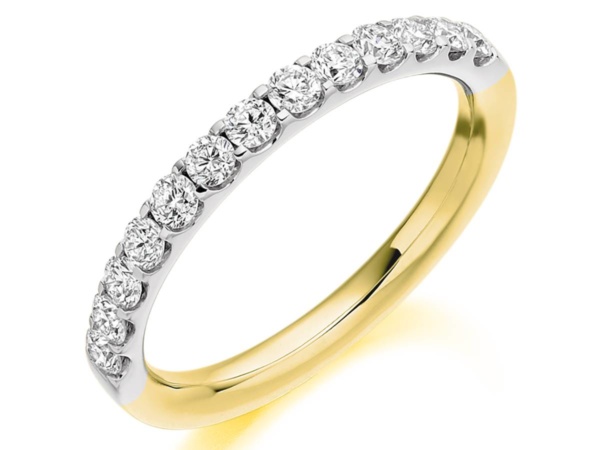 Yellow & White 13 Stone Brilliant Claw Diamond Ring