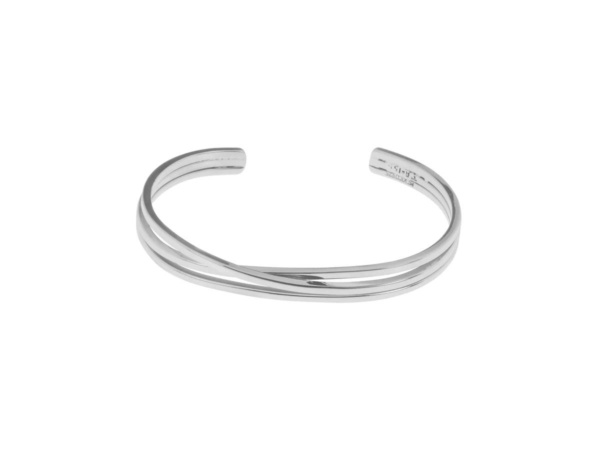 Silver Three Row, Cross Over Torque Bangle