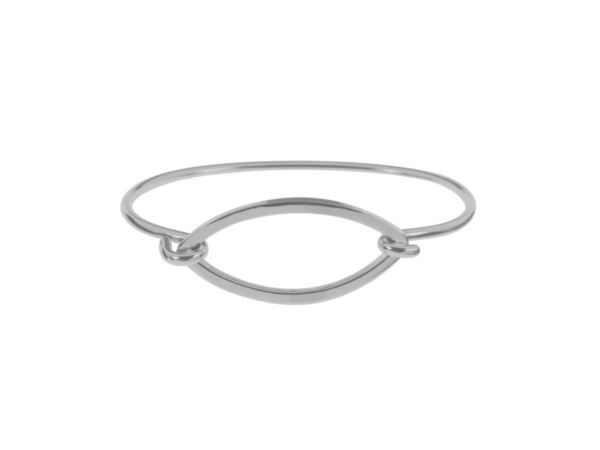 Silver Open Marquise Shape Hinged Bangle