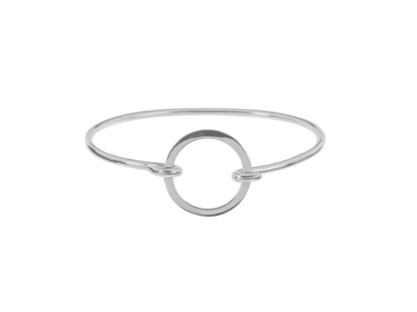 Silver Open Round Shape Hinged Bangle
