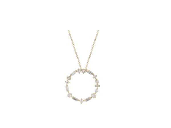 18ct Gold Open Circle Diamond Pendant