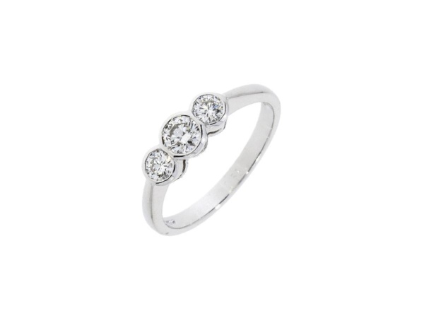 Three Stone Diamond Rub Over Ring