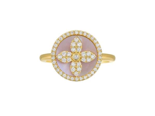 18ct Yellow Gold Diamond & Mother of Pearl Dress Ring