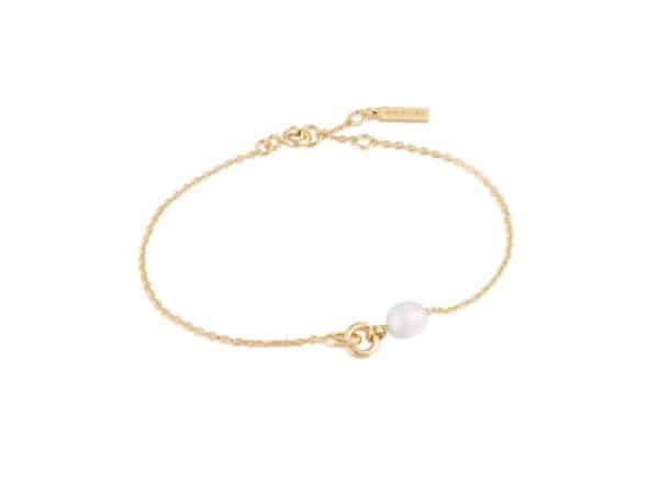 Ania Haie Silver Gold Plated Pearl Link Chain Bracelet