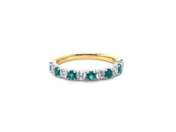 18ct Yellow & White Emerald & Diamond Eternity Ring