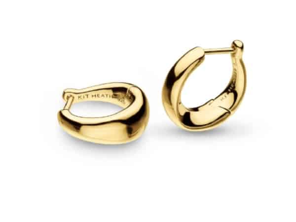 Bevel Cirque Golden Small Hinged Huggie Hoop Earrings