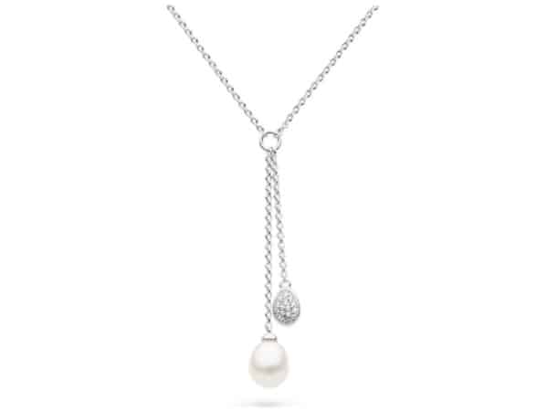 Coast Pebble Glisten Pavé & Pearl Lariat Style Necklace