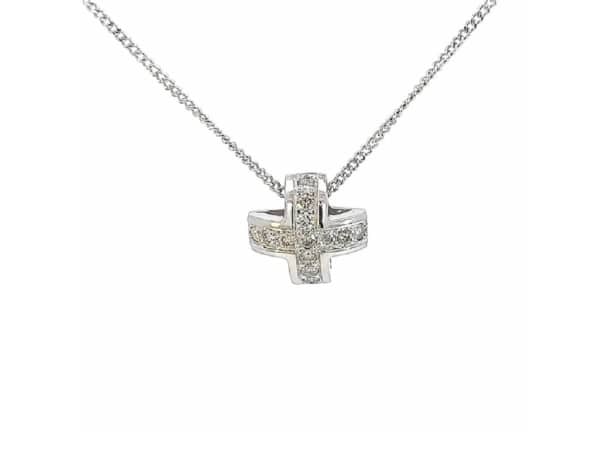 18ct White Gold Diamond Cross Pendant