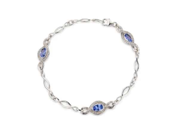 9ct White Tanzanite & Diamond Bracelet