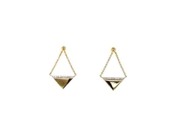 9ct Yellow Gold Diamond Triangular Drop Studs