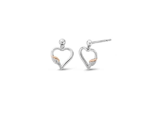 Past Present Future Silver Heart Earrings