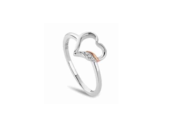 Clogau Past Present Future Silver Heart Ring