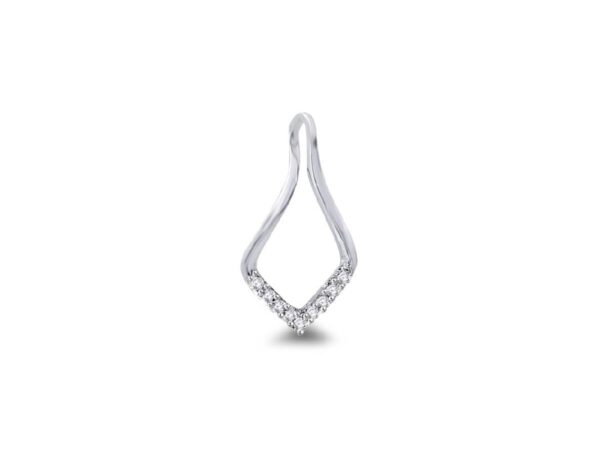 9ct White Gold Diamond Open V Twist Pendent