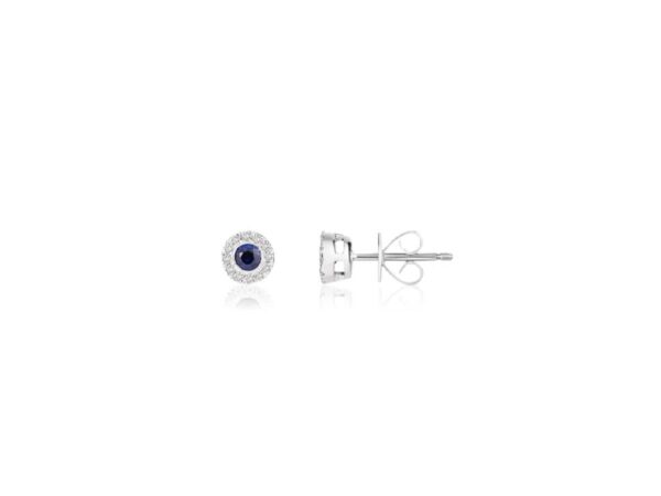 18ct White Gold Sapphire & Diamond Cluster Earrings