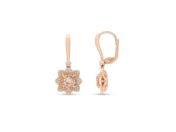 18ct Rose Gold Morganite & Diamond Drop Earrings