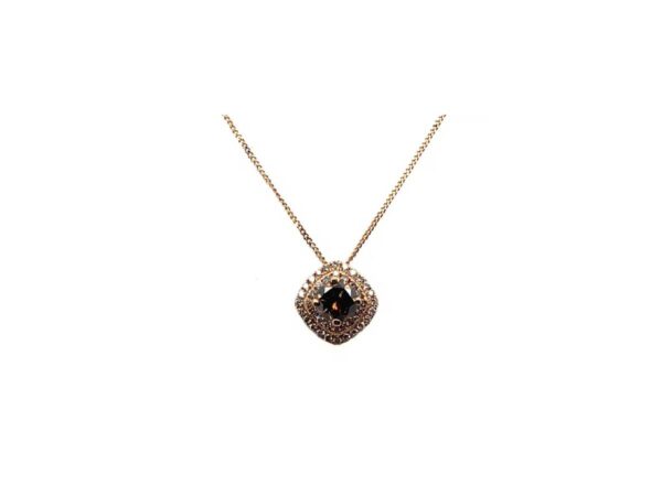 18ct Rose Gold Diamond Cluster Pendant & Chain