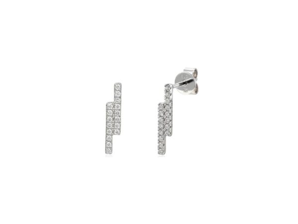 9ct White Gold Linear Double Bar Diamond Earrings