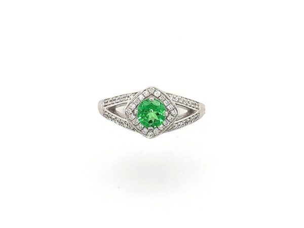 18ct Tsavorite & Diamond Cluster Ring