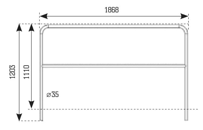 Lightspace 2M Handrail Hire Dimensions
