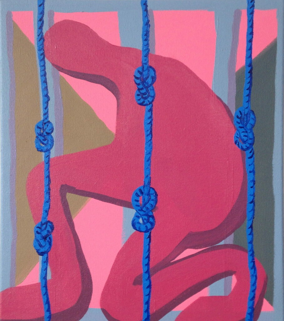 Morgan Wills_Crouching nude with ropes