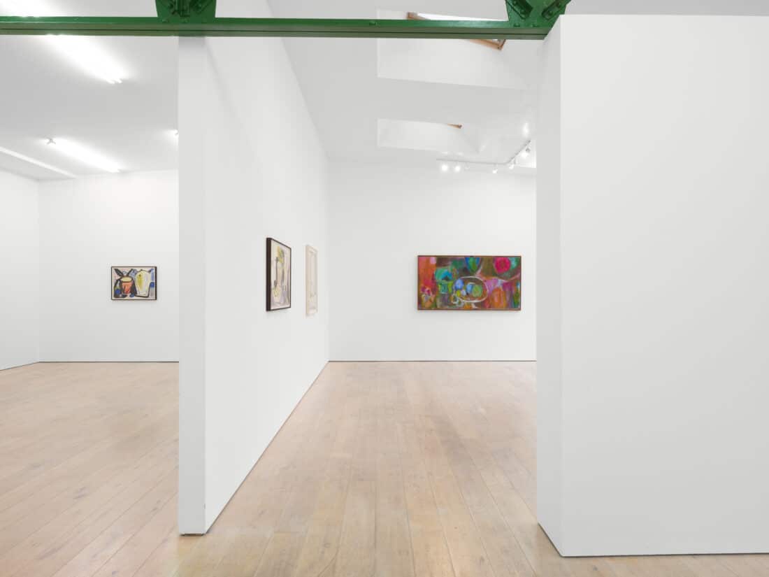 Installation views of Searching Minds: Carole Gibbons, Roy Oxlade, Max Wade at Sid Motion Gallery