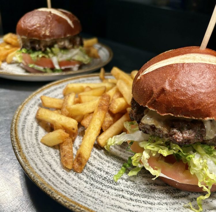 Burger and chips