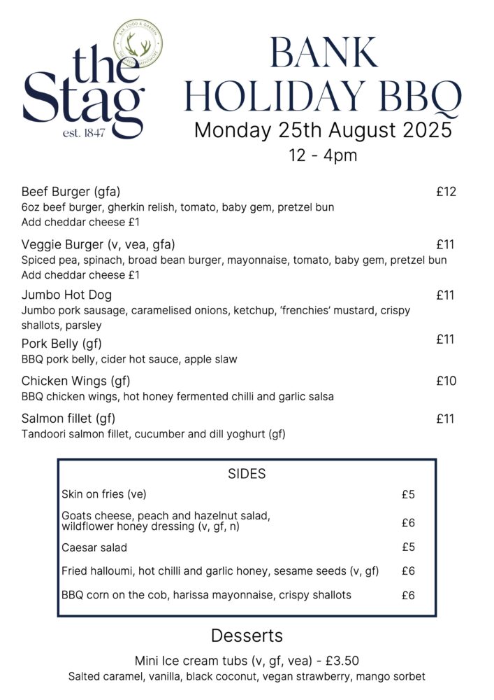 August Bank Holiday BBQ Menu