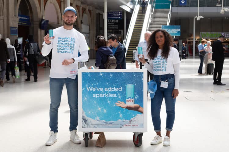 Evian sparkling sampling waterloo