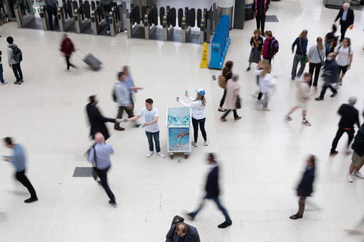 Evian sparkling sampling waterloo